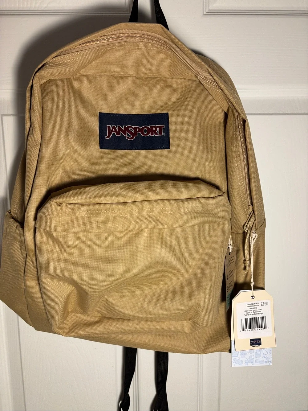 New with Tags Jansport SuperBreak Plus Backpack Travertine Laptop Sleeve